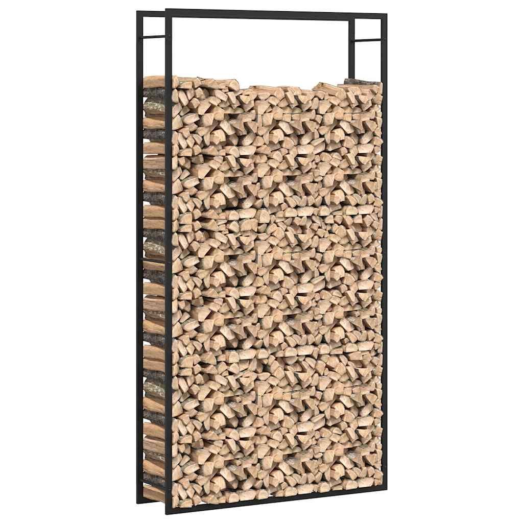 Brennholzregal Mattschwarz 110x28x214 cm Stahl