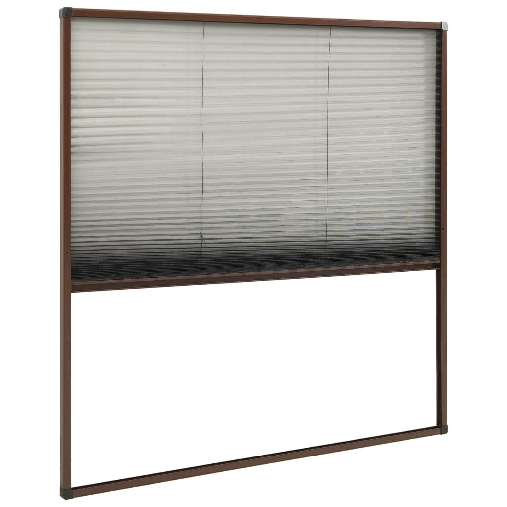 Insektenschutz-Plissee für Fenster Aluminium Braun 120x120 cm