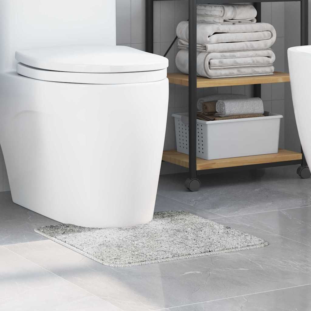 Rutschfeste Badematte mit Toilettenausschnitt Grau 50 x 50 cm