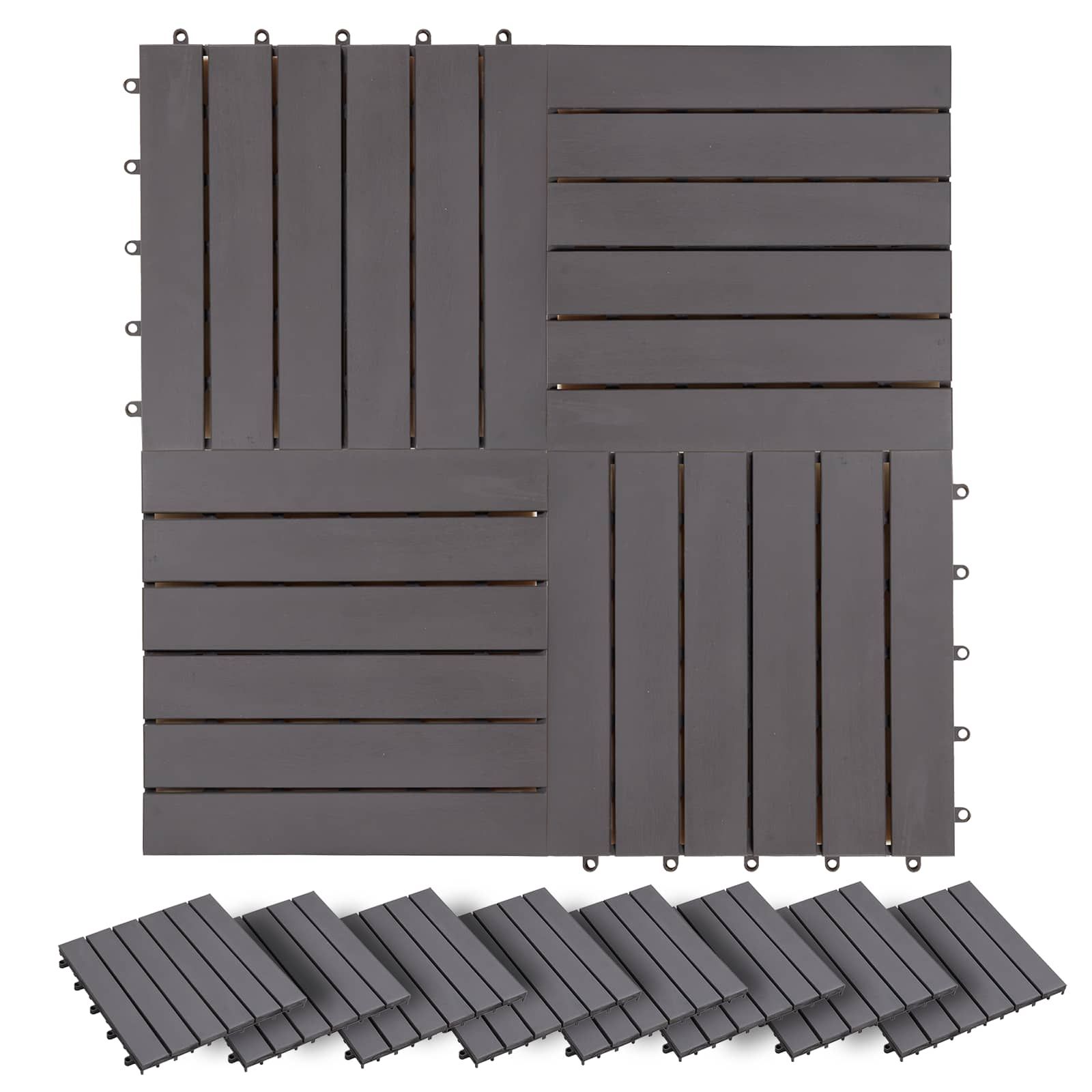 Terrassenfliese 30 pcs Grau 30 x 30 cm Akazien-Hartholz