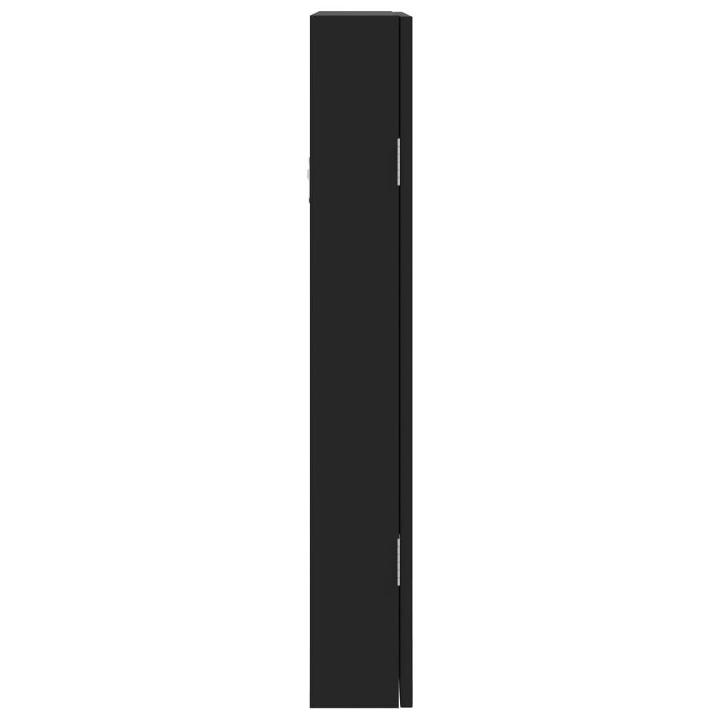 Schmuckschrank mit Spiegel Wandmontage Schwarz 37,5x10x67 cm