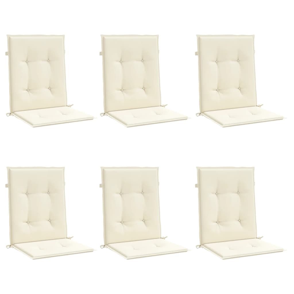 Gartenstuhlauflagen für Niedriglehner 6 Stk. Creme 100x50x3 cm