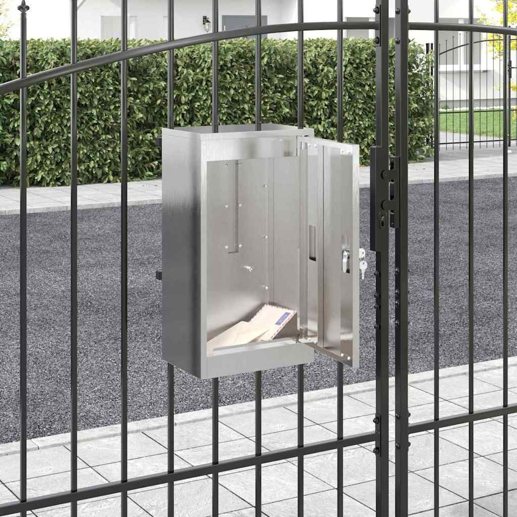 Briefkasten mit Speicher Silber 30 x 20 x 55 cm Edelstahl
