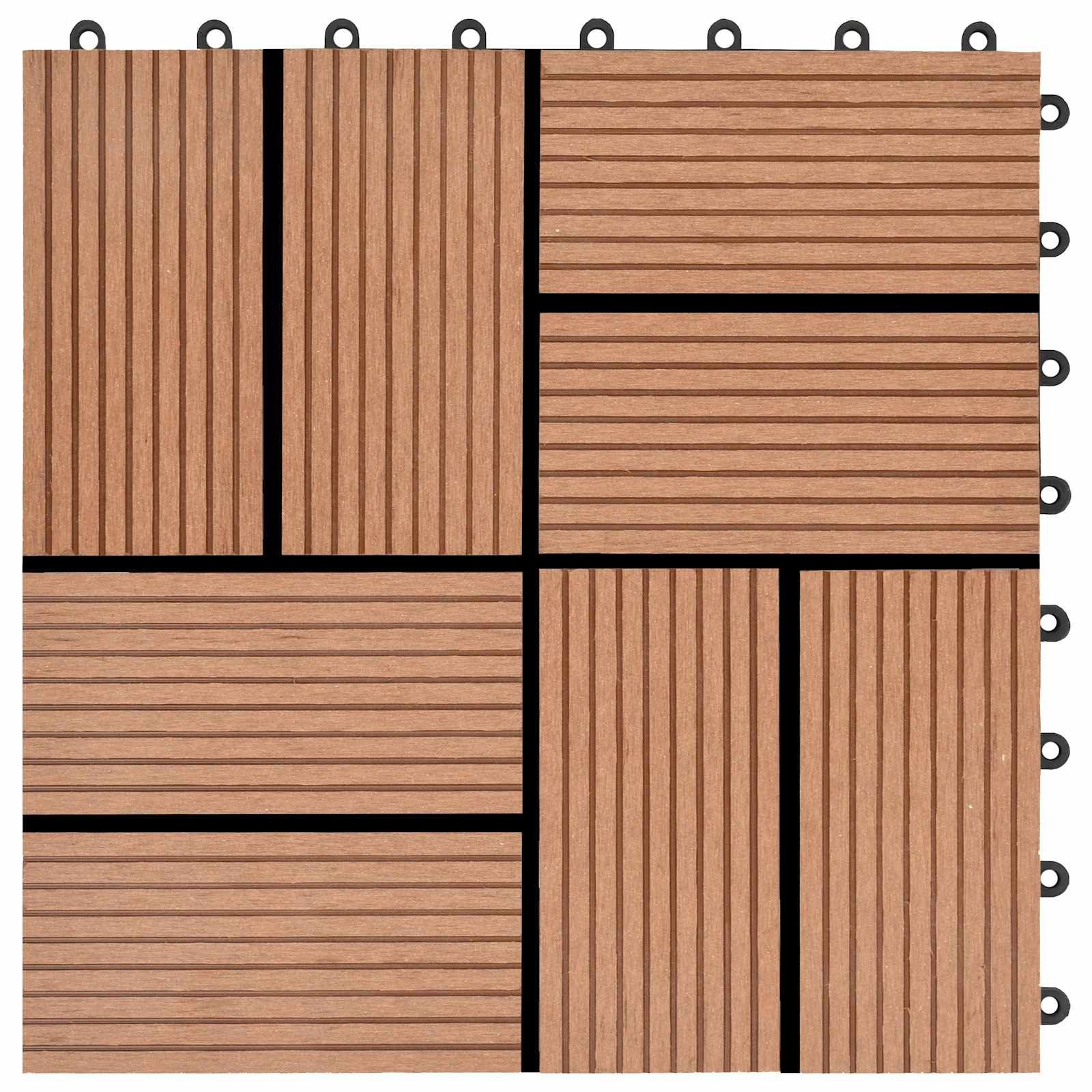 Terrassenfliese 22 stk. Braun 30 x 30 cm WPC