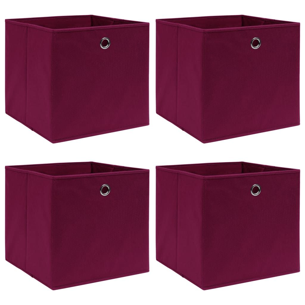 Aufbewahrungsboxen 4 Stk. Dunkelrot 32x32x32cm Stoff
