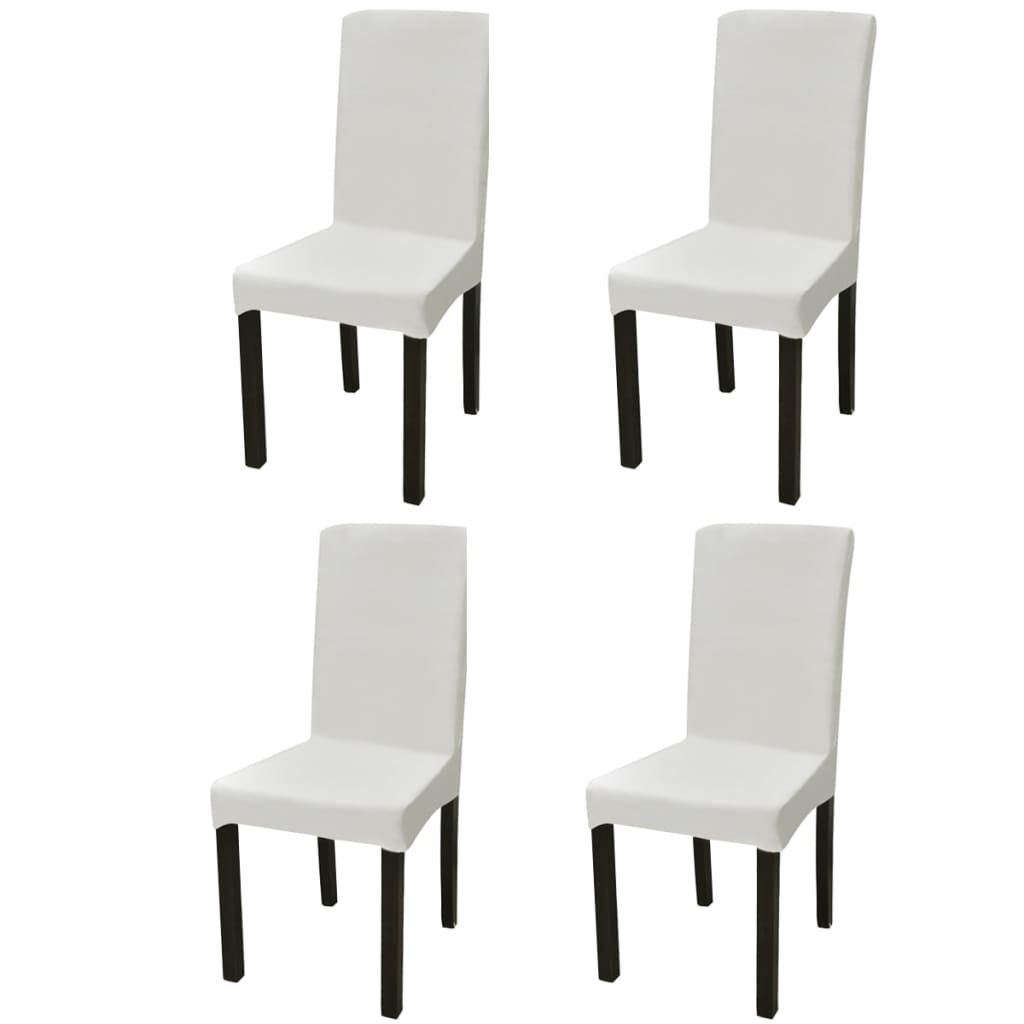 Stretch-Stuhlhussen Gerade 4 Stk. Creme