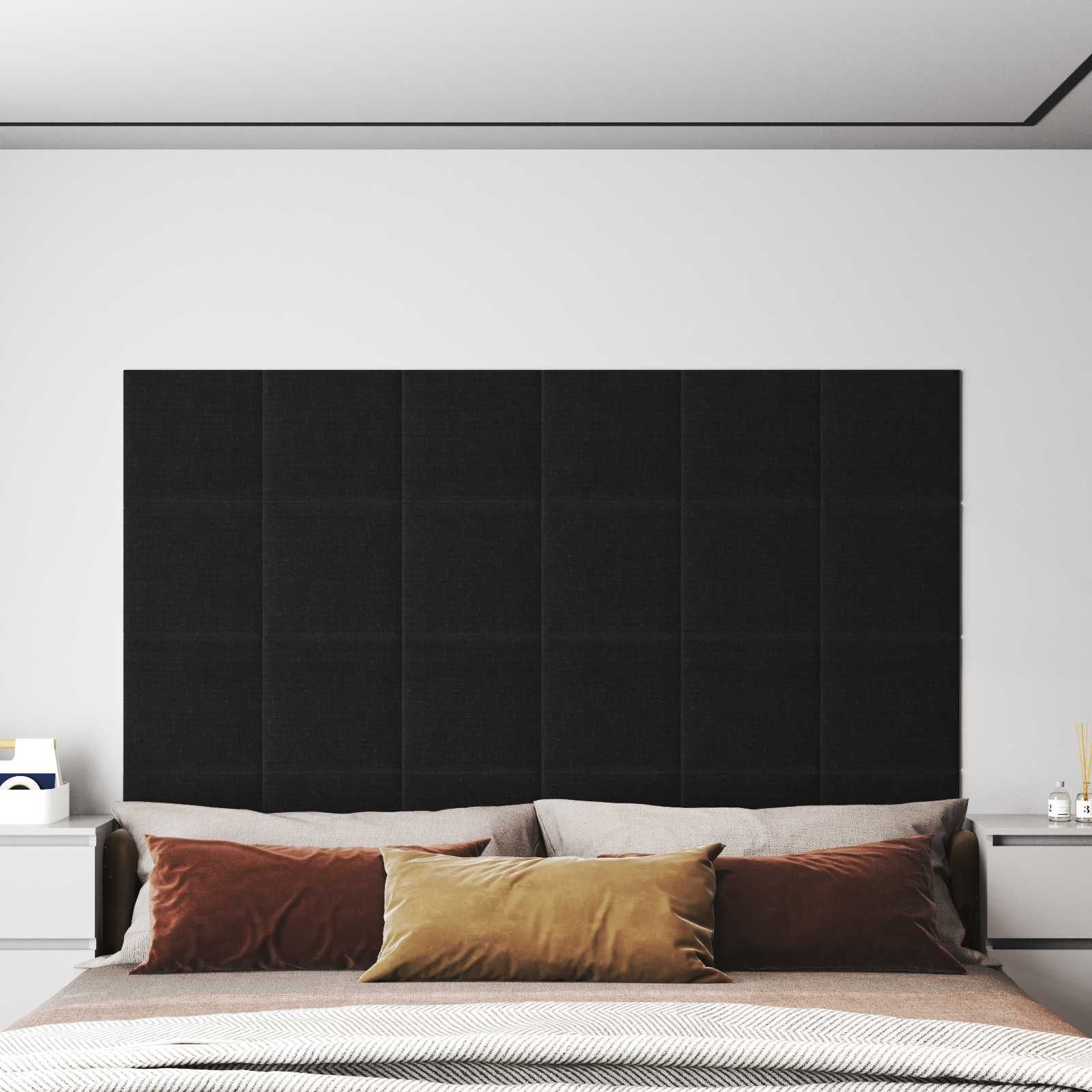 Wandkopfteilen 12 pcs Schwarz 30 x 30 cm Stoff