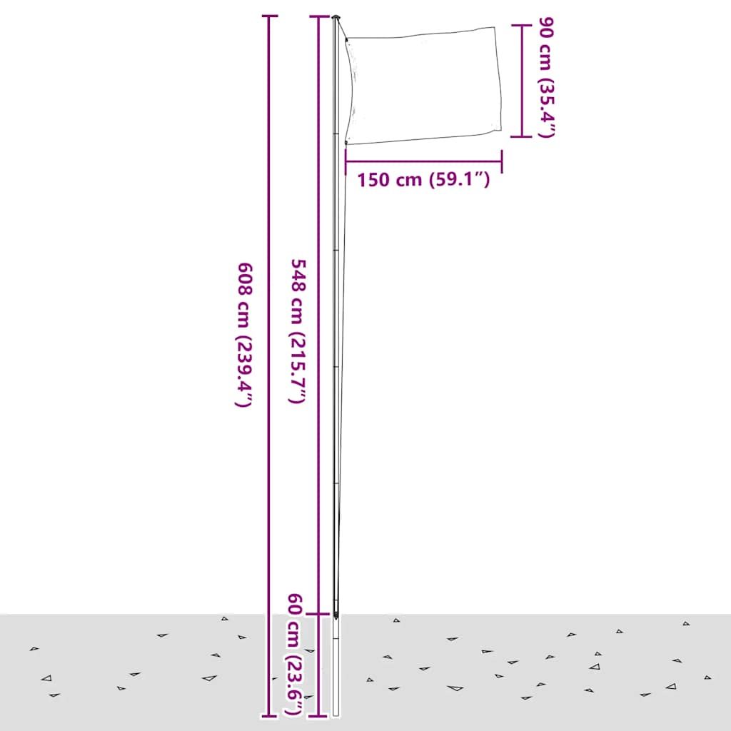 Flagge der Vereinigten Staaten mit Mast 6,08 m Aluminium