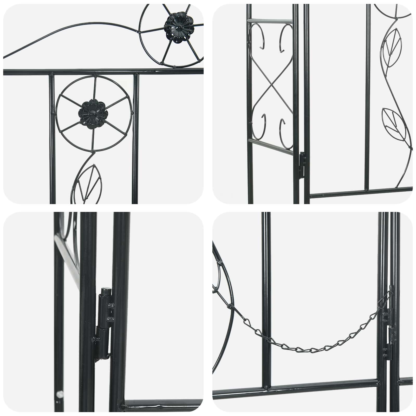 Gartenbogen Uni Schwarz 115 x 37 x 226 cm