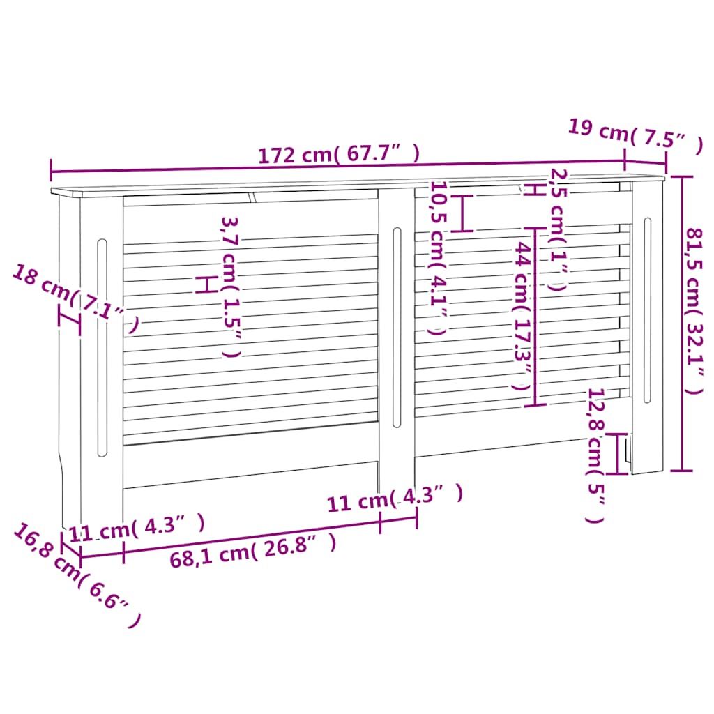 Heizkörperabdeckung Weiß 172×19×81,5 cm MDF