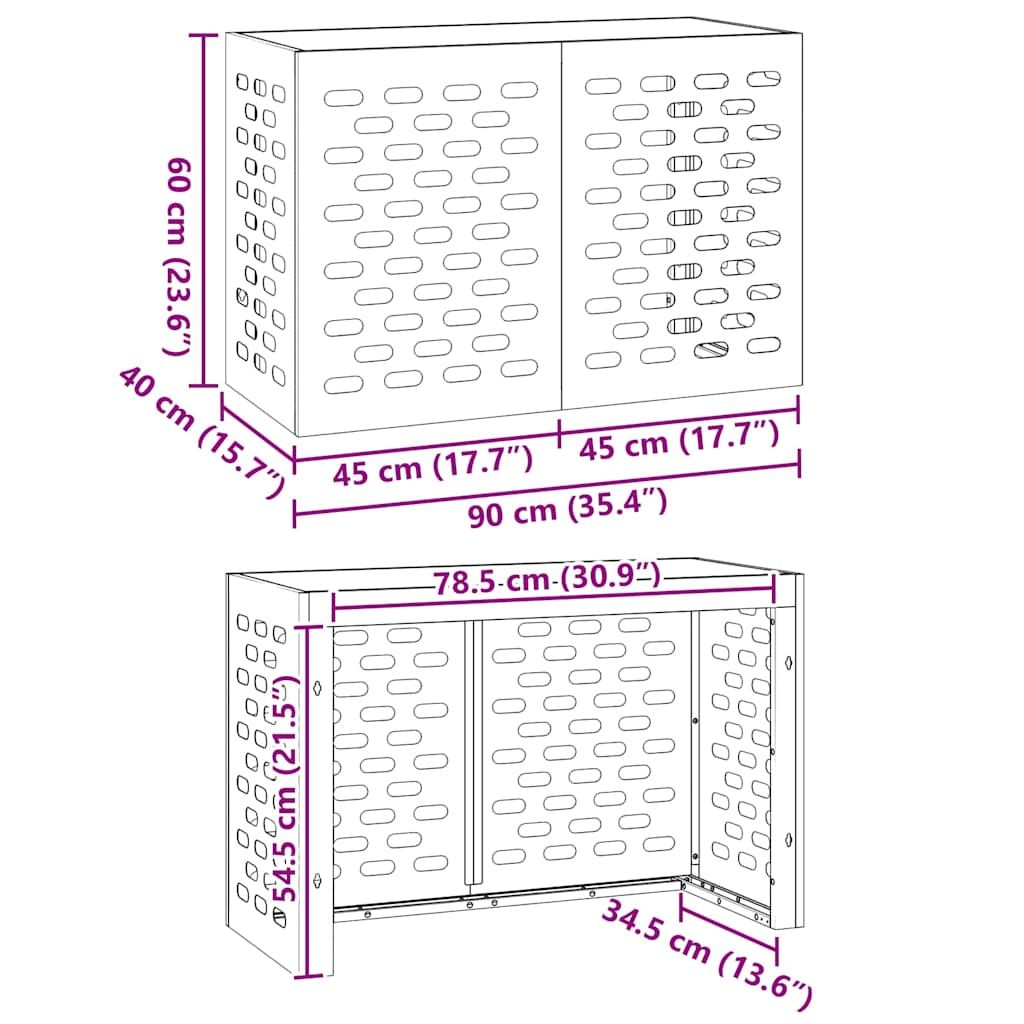 Klimaanlagenabdeckung Rostoptik 90 x 40 x 60 cm Wetterfeststahl