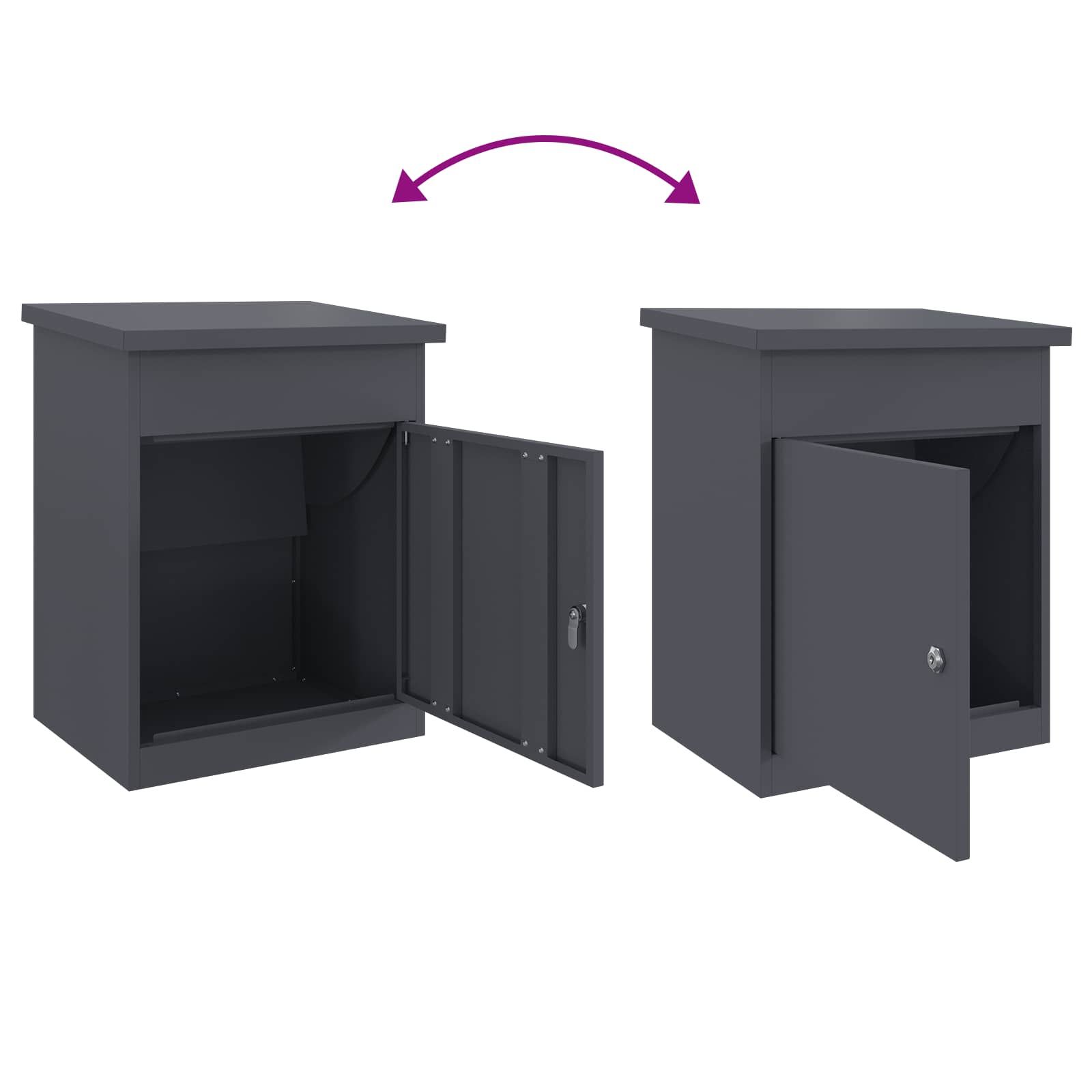 Paketdrop-Box mit Speicher Anthrazit 47,5 x 38 x 59 cm Stahl