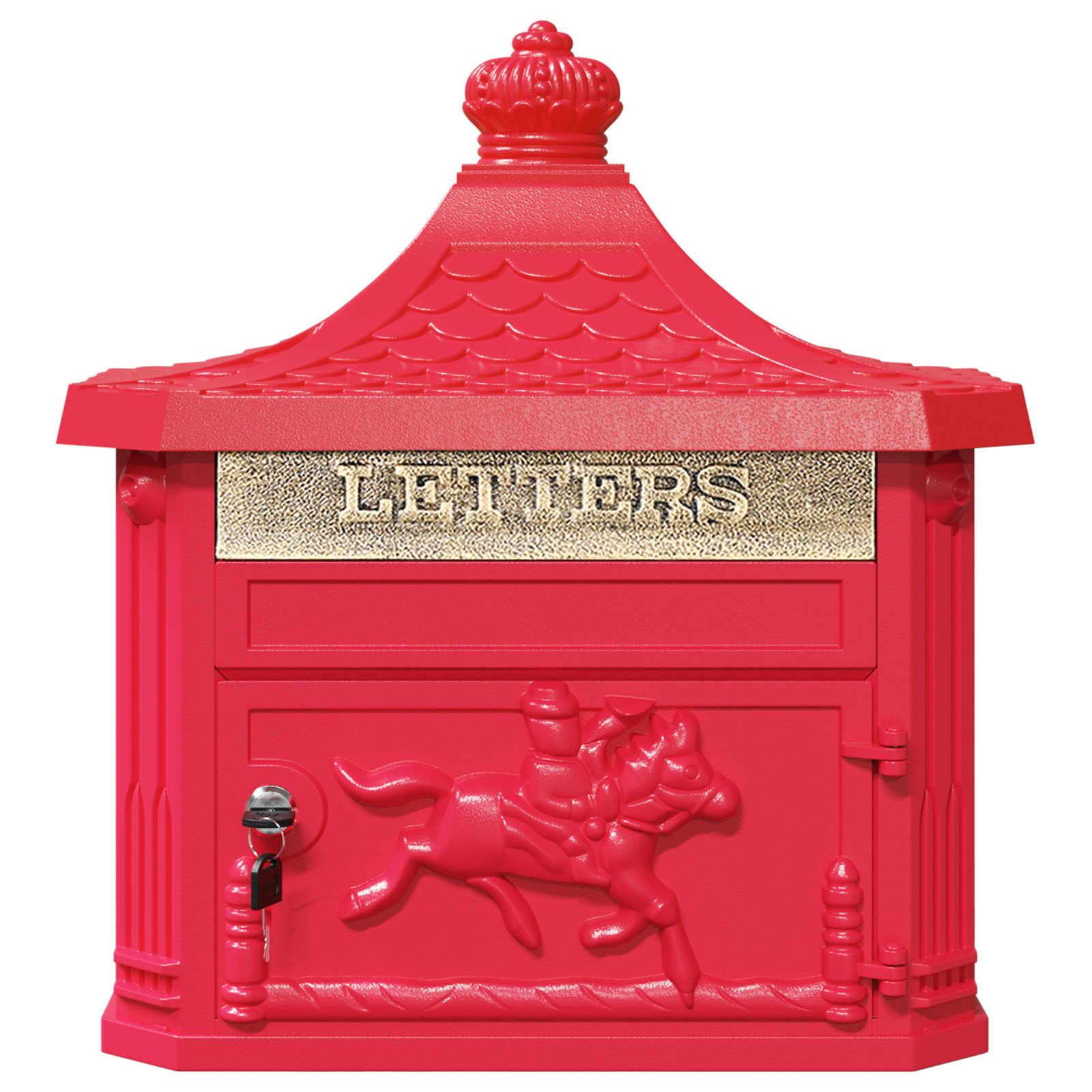 Wandmontierter Briefkasten Rot 40,5 x 16 x 45 cm Gussaluminium