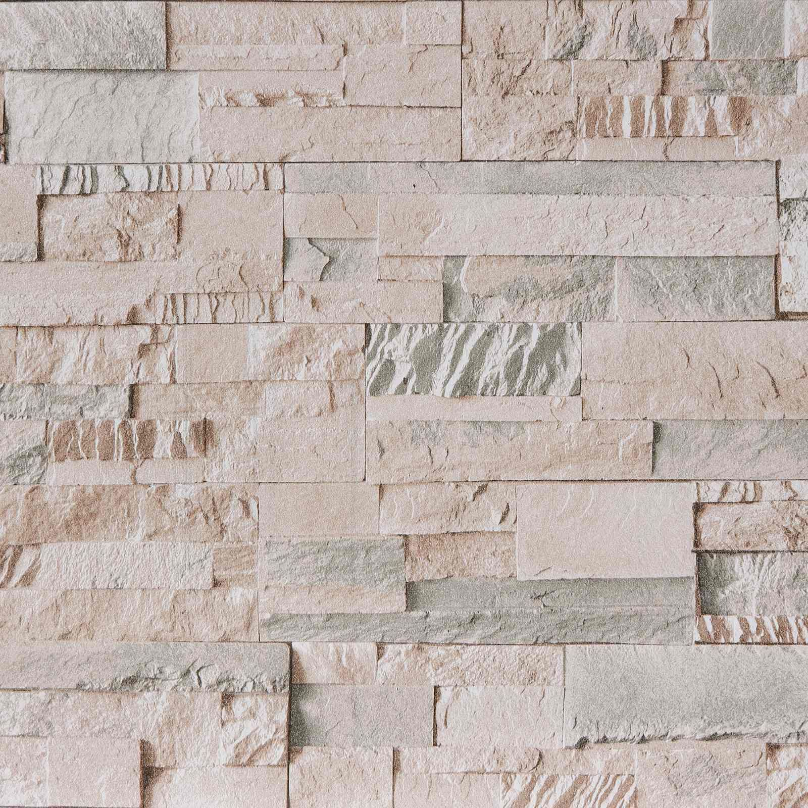 3D Stein Tapete Beige 10 x 0,53 m Vliesstoff