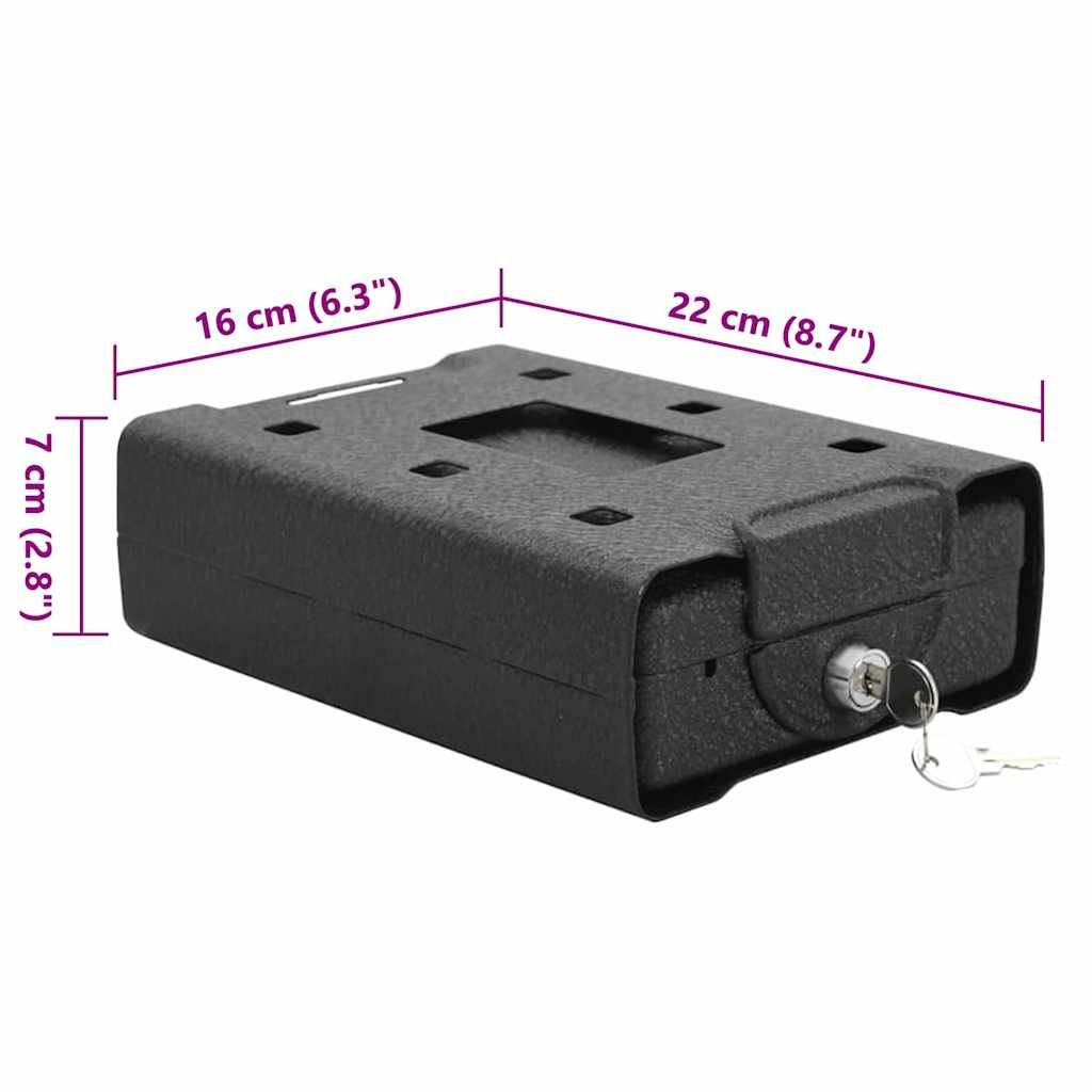 Auto Safe mit Schloss Schwarz 22 x 16 x 7 cm Stahl