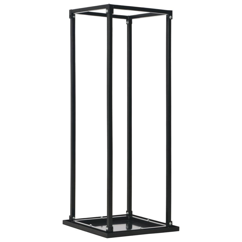 Brennholzregal mit Boden Schwarz 37 x 37 x 113 cm Stahl
