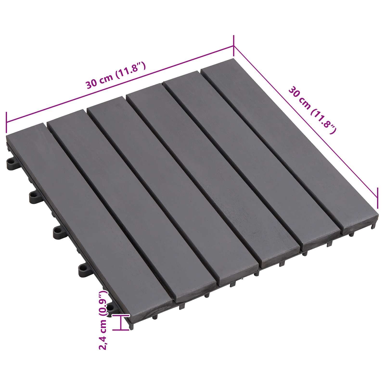 Terrassenfliese 20 pcs Grau 30 x 30 cm Akazien-Hartholz