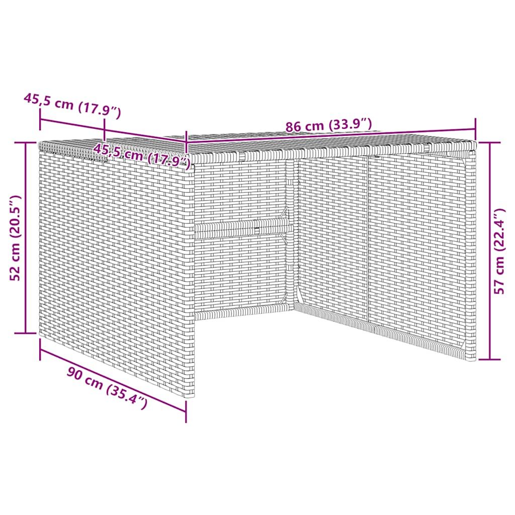 Mähroboter-Garage Braun 86x90x52/57 cm Poly Rattan