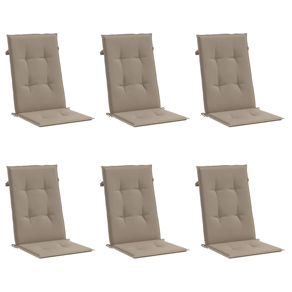 Gartenstuhlauflagen für Hochlehner 6Stk. Taupe 120x50x3cm Stoff