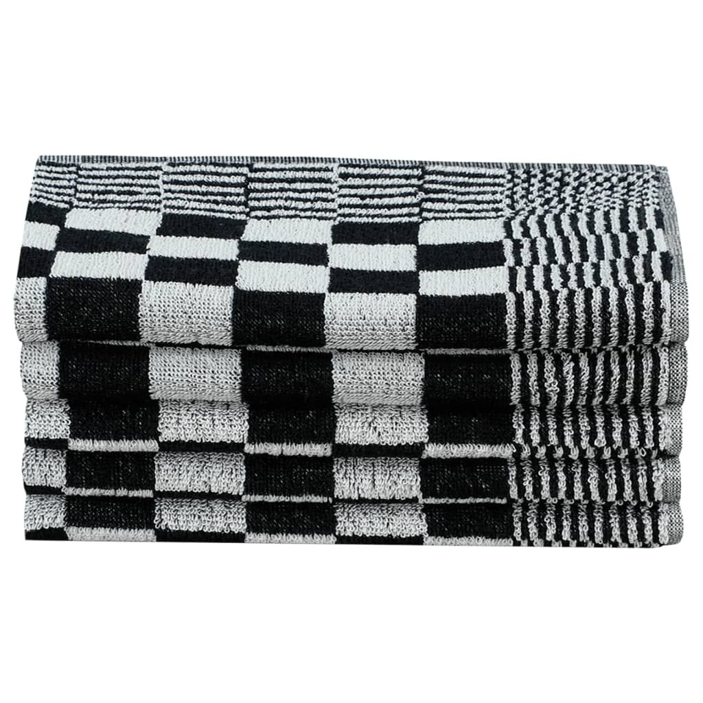 50-tlg. Handtuch-Set Schwarz und Weiß Baumwolle