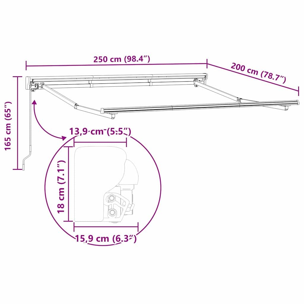 Markisenrahmen Verstellbar Weiß 2,5 x 2 m Stahl