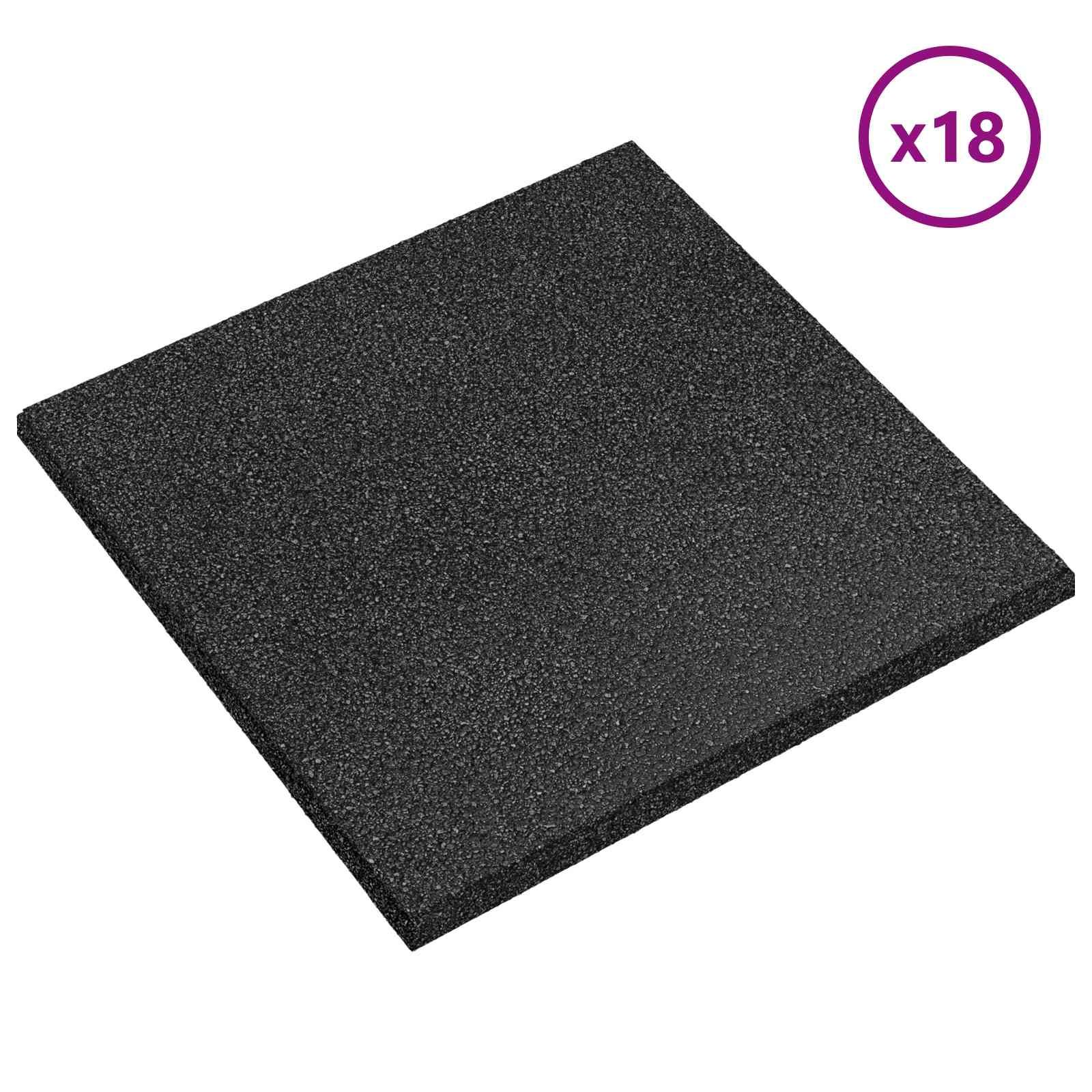 Sturzschutzfliesen 18 pcs Schwarz 50 x 50 cm Gummi