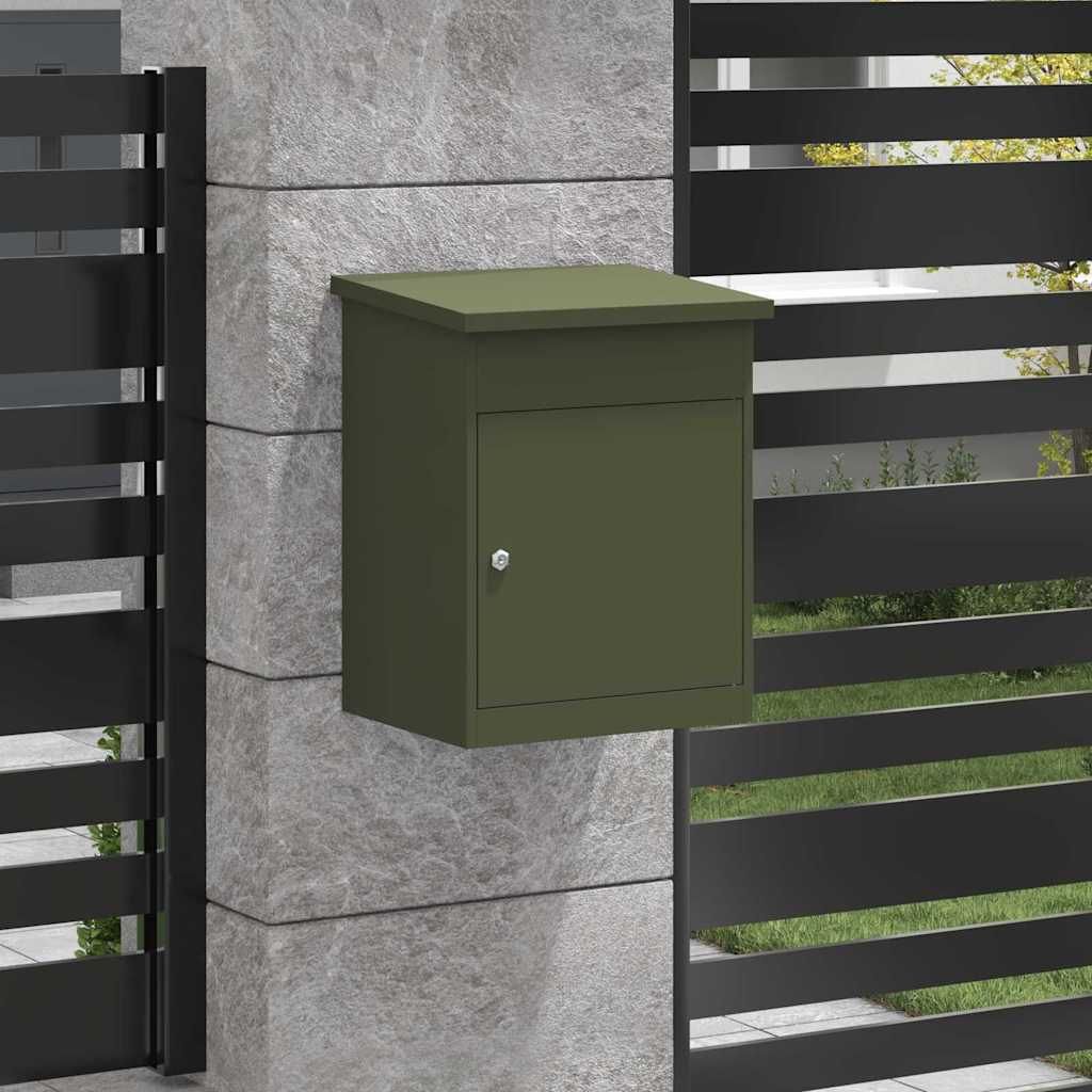 Paketdrop-Box mit Speicher Olivgrün 47,5 x 38 x 59 cm Stahl