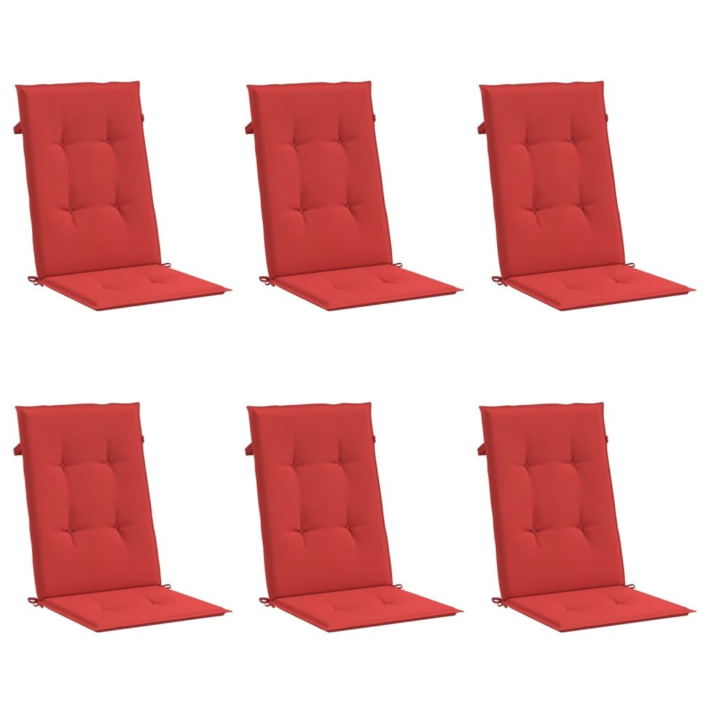 Gartenstuhlauflagen für Hochlehner 6 Stk. Rot 120x50x3 cm Stoff