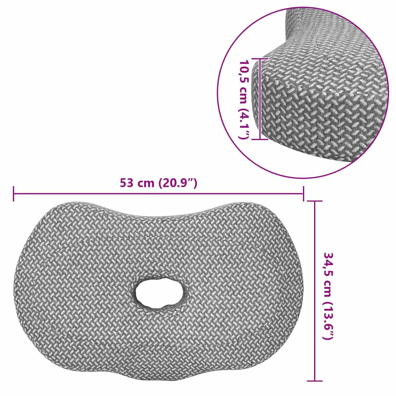 Nackenstützkissen Grau 53 x 34,5 x 10,5 cm Viscoschaum