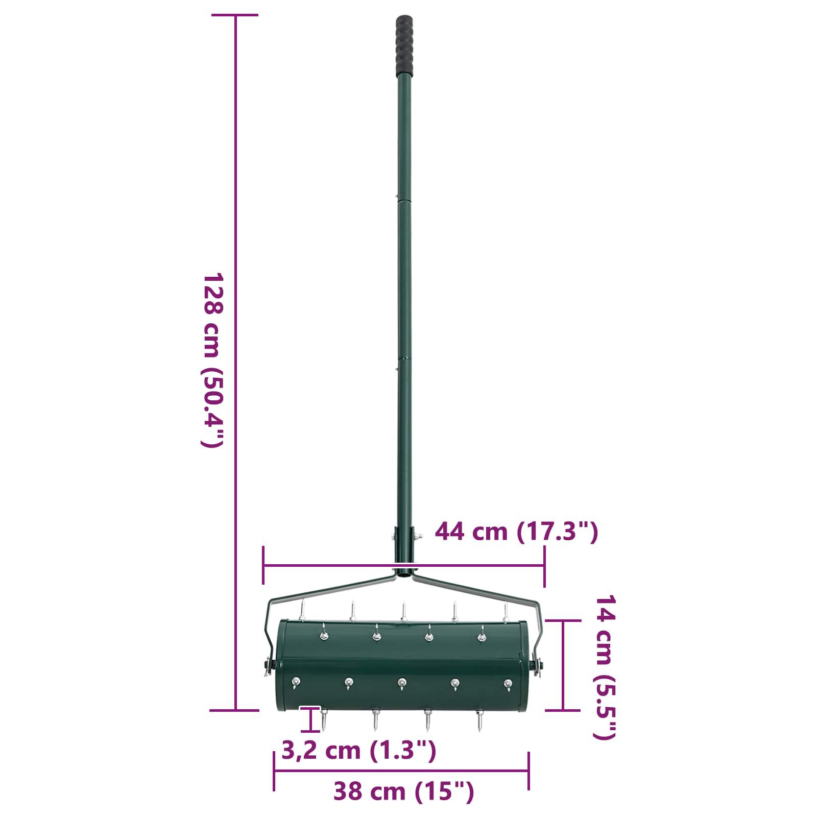 Rasenroller mit Luftungszangen Grün 128 x 38 cm Stahl