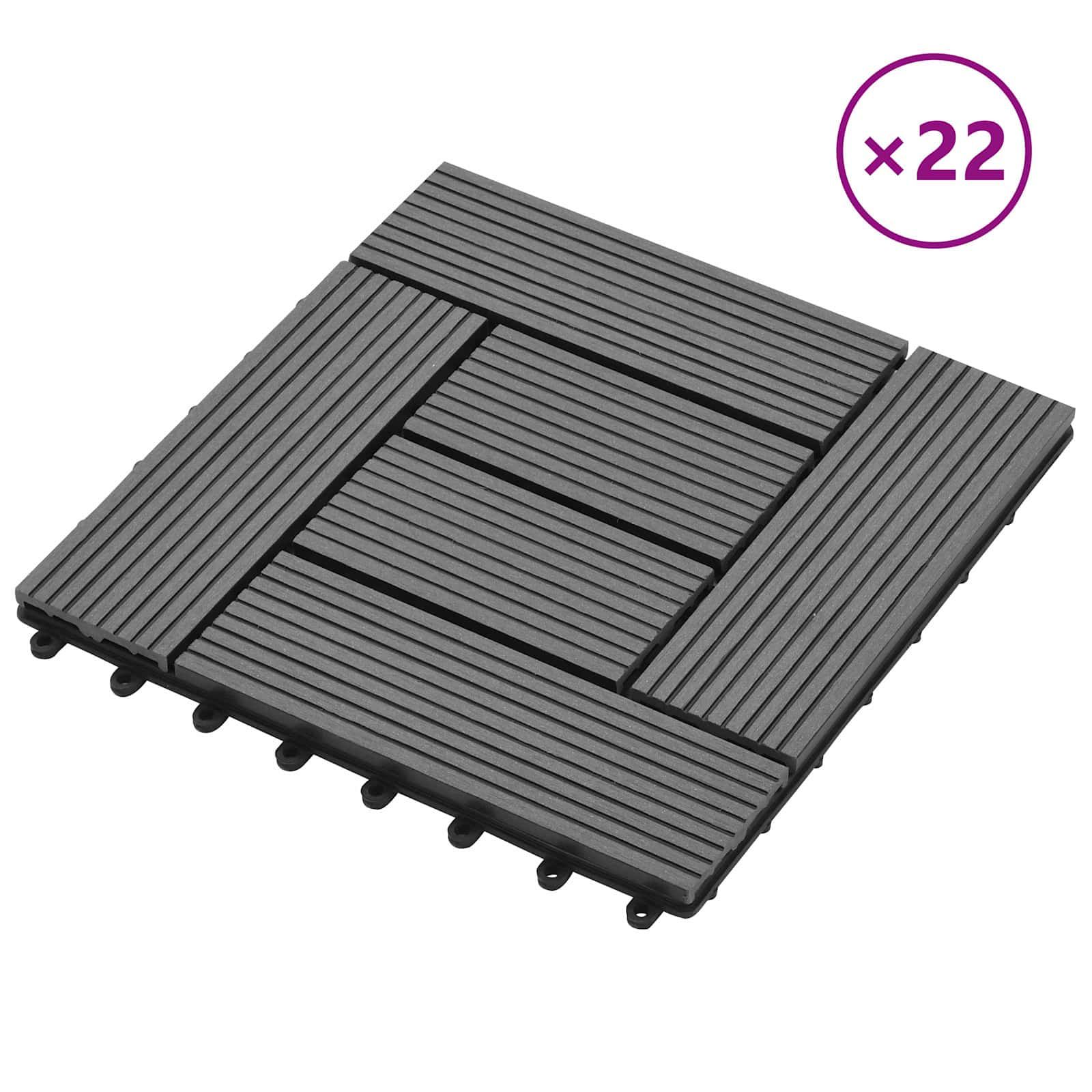 Terrassenfliese 22 stk. Grau 30 x 30 cm WPC