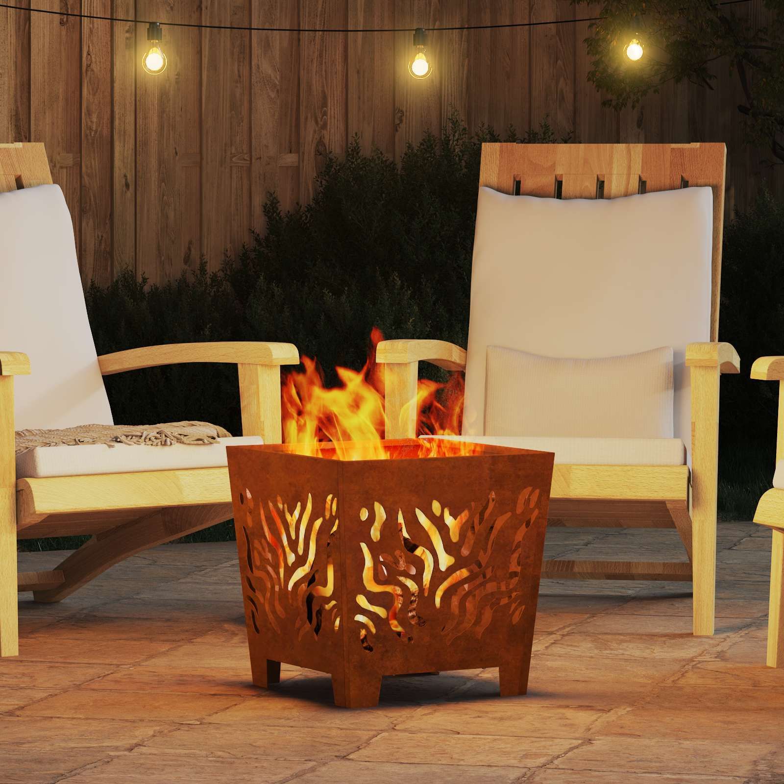Feuerstelle Braun 40 x 40 x 40 cm Wetterfeststahl