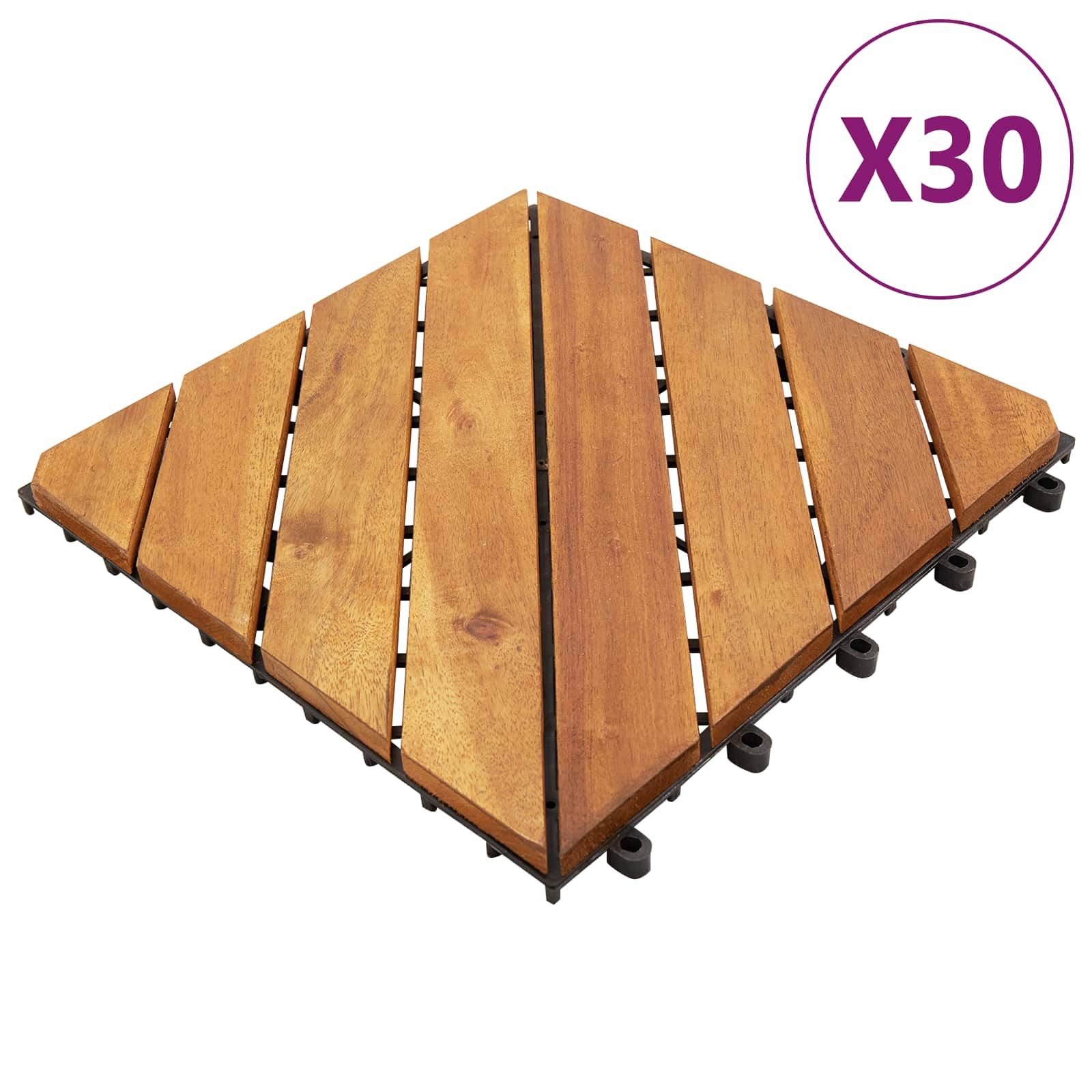 Terrassenfliese 30 pcs Braun 30 x 30 cm Akazien-Hartholz