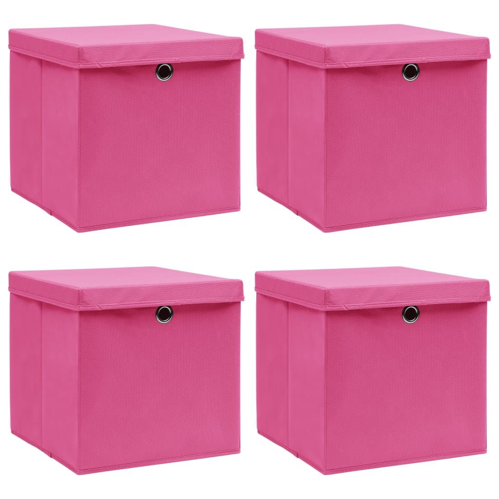 Aufbewahrungsboxen mit Deckeln 4 Stk. Rosa 32x32x32 cm Stoff