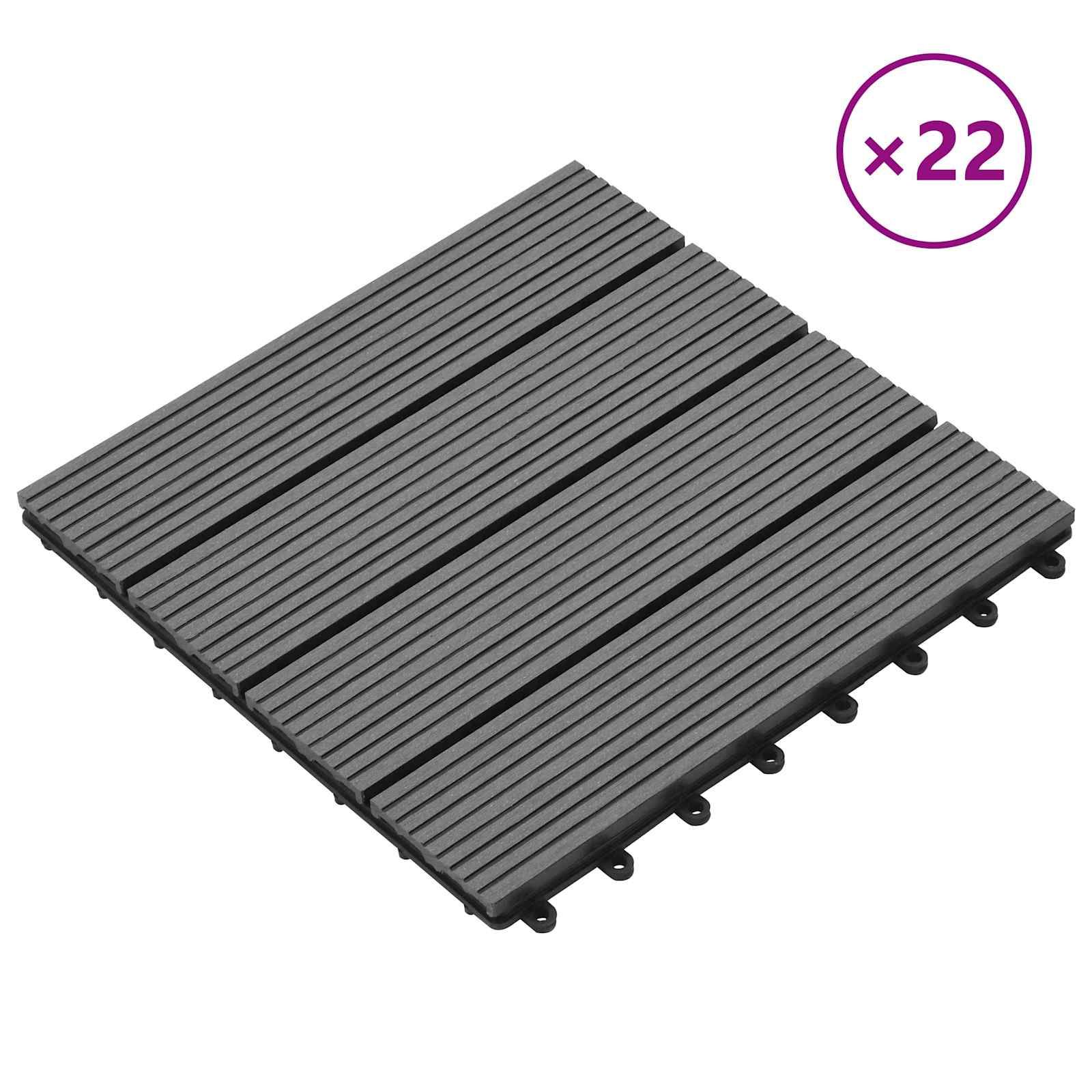 Terrassenfliese 22 stk. Grau 30 x 30 cm WPC