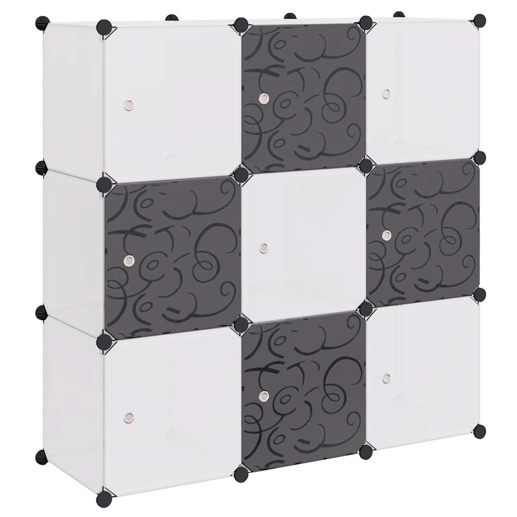Regalsystem Würfelregal mit 9 Fächern Schwarz und Weiß
