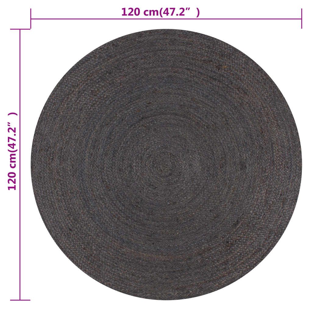 Teppich Handgefertigt Jute Rund 120 cm Dunkelgrau
