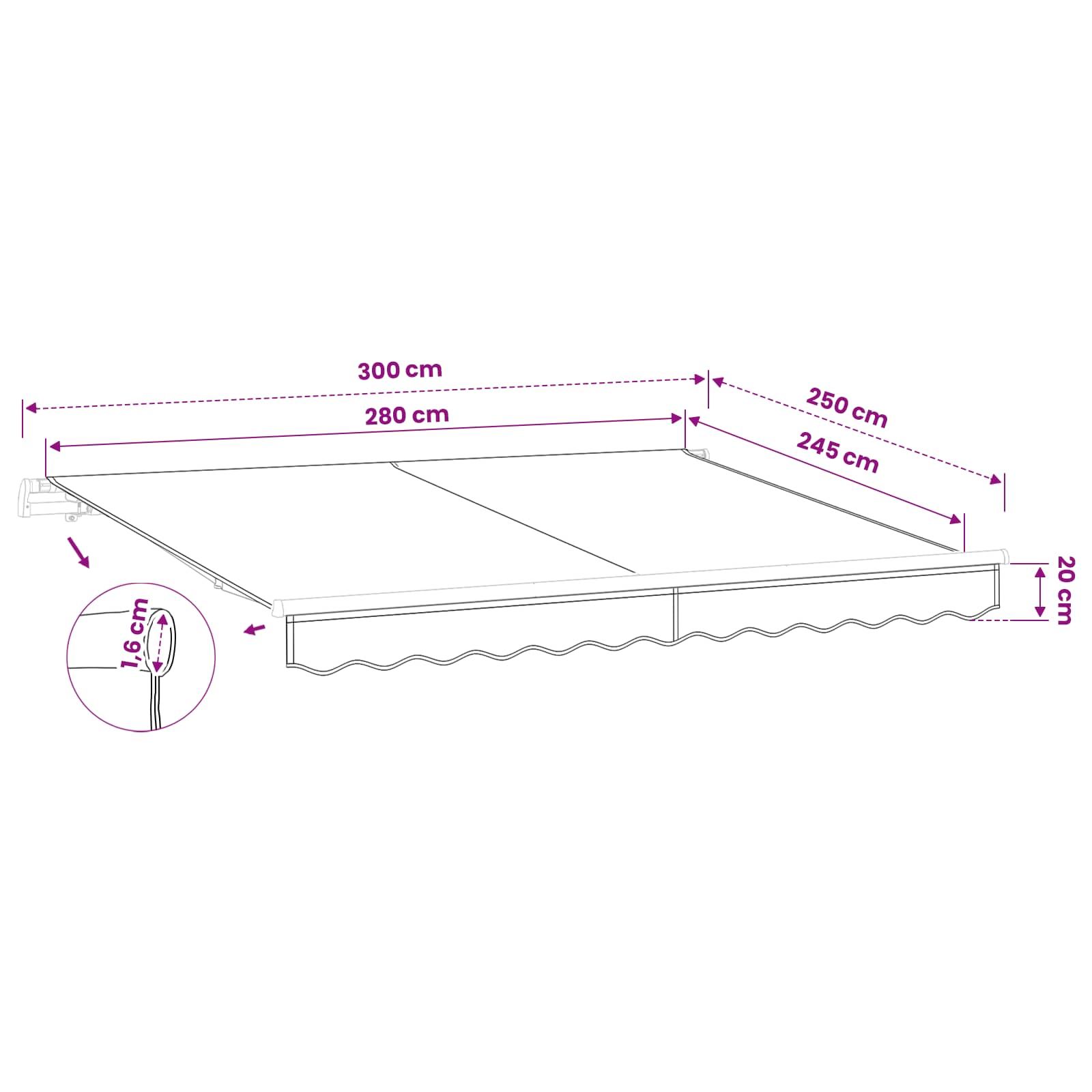 Ersatzbespannung für Markise 3 x 2,5 m Hellgrau Polyester