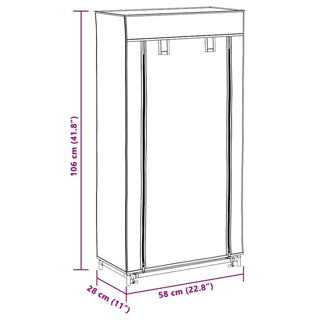 Schuhschrank mit Abdeckung Grau 58 x 28 x 106 cm Stoff
