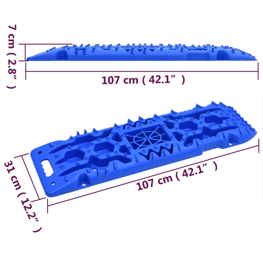 Traktionsmatten 2 Stk. Blau 107x31x7 cm Nylon