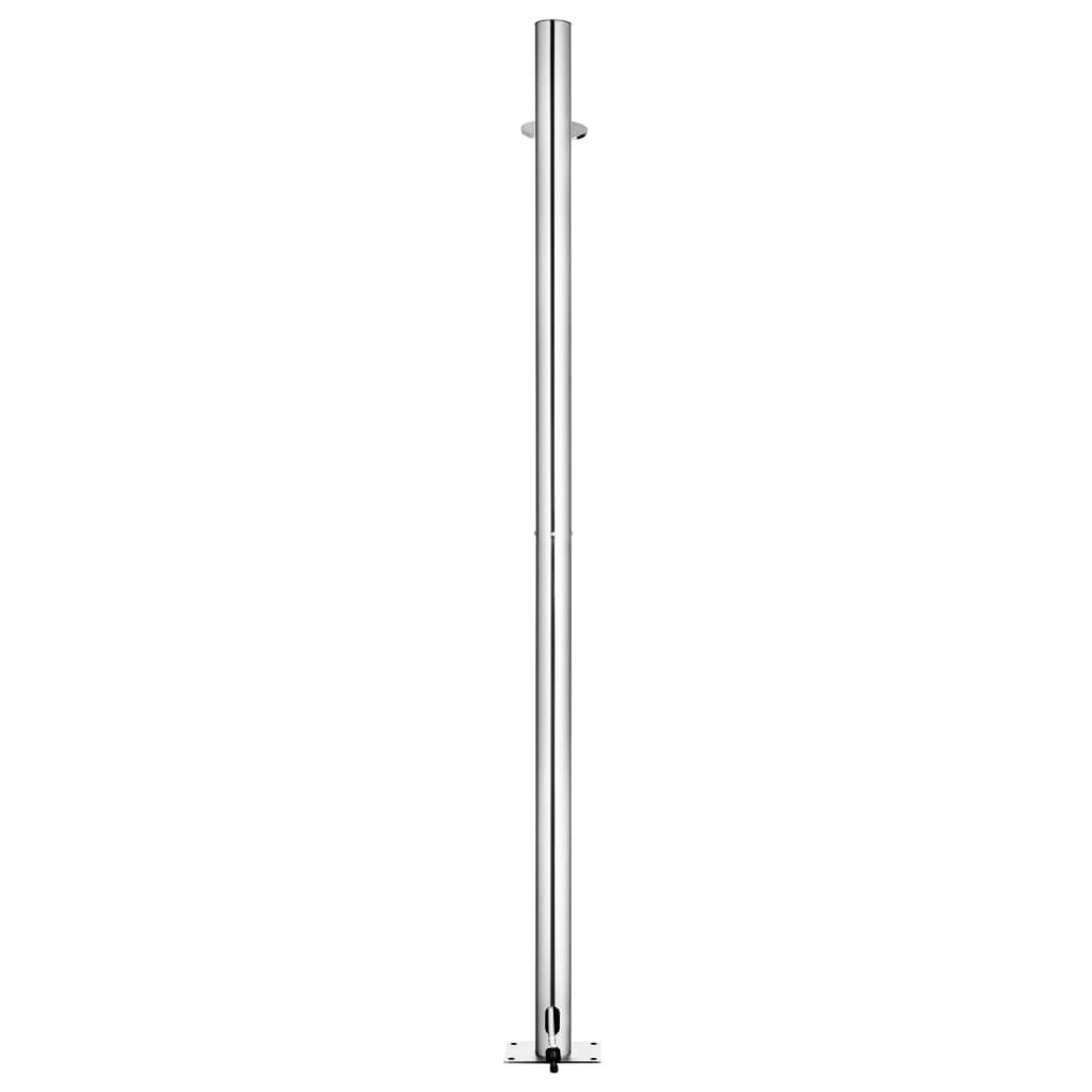 Gartendusche mit Grauer Bodenplatte 220 cm Edelstahl