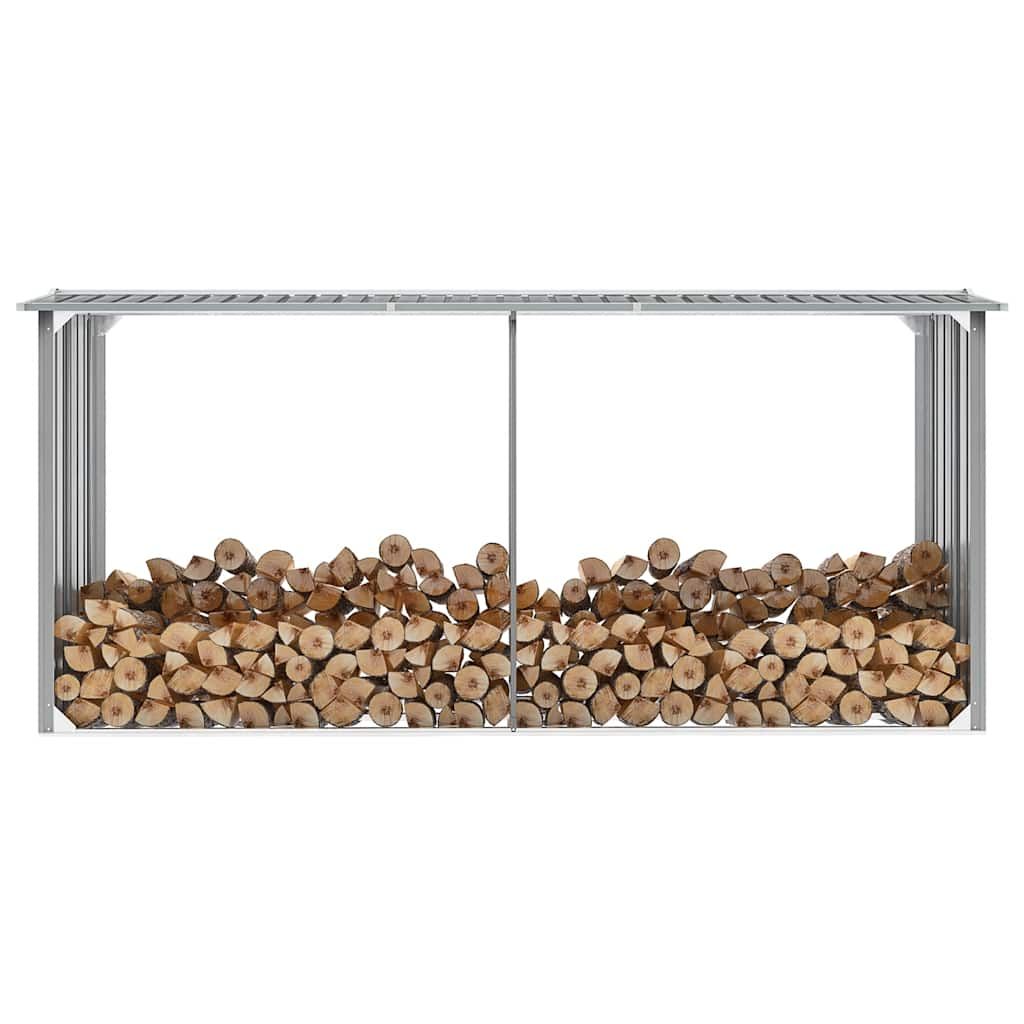 Brennholzlager aus verzinktem Stahl 330 x 92 x 153 cm Grau