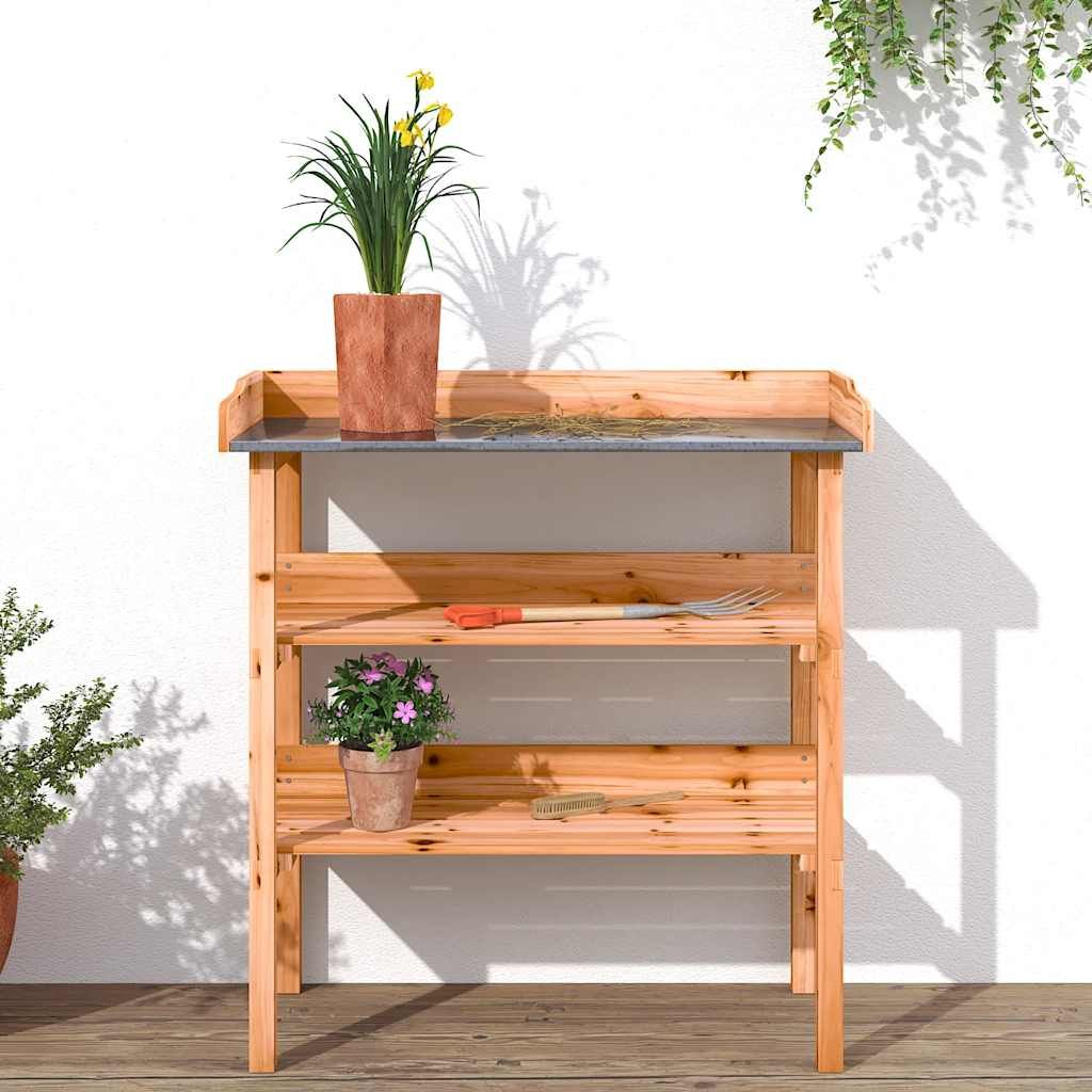 Pflanztisch mit Ablagen Braun 78x38x82,5 cm Massivholz Tanne
