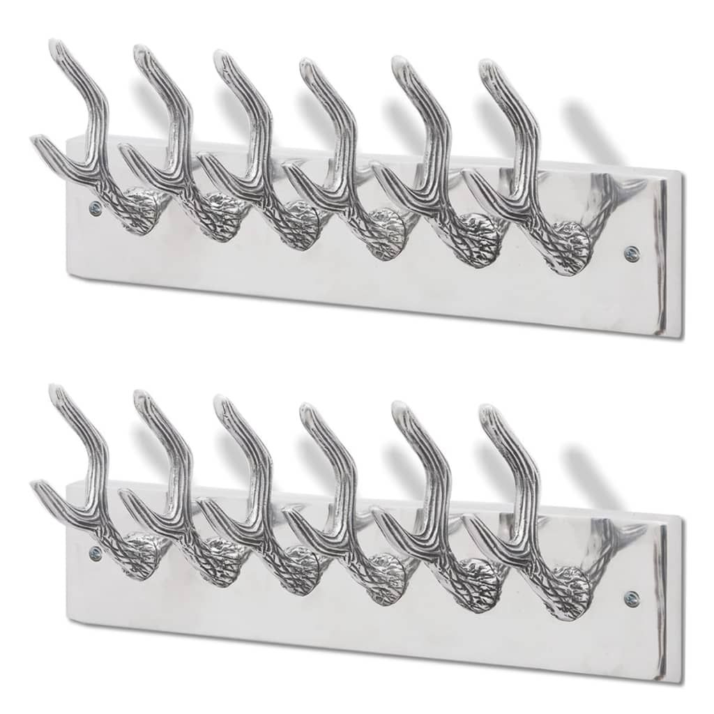 Garderobenleisten 2 Stk. Silbern Aluminium