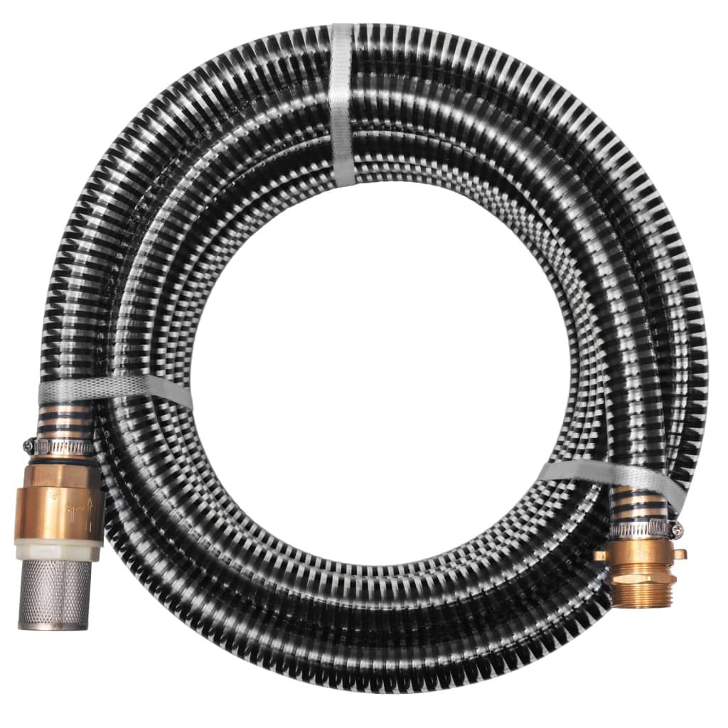 Saugschlauch mit Messing-Anschlüssen 3 m 25 mm Schwarz