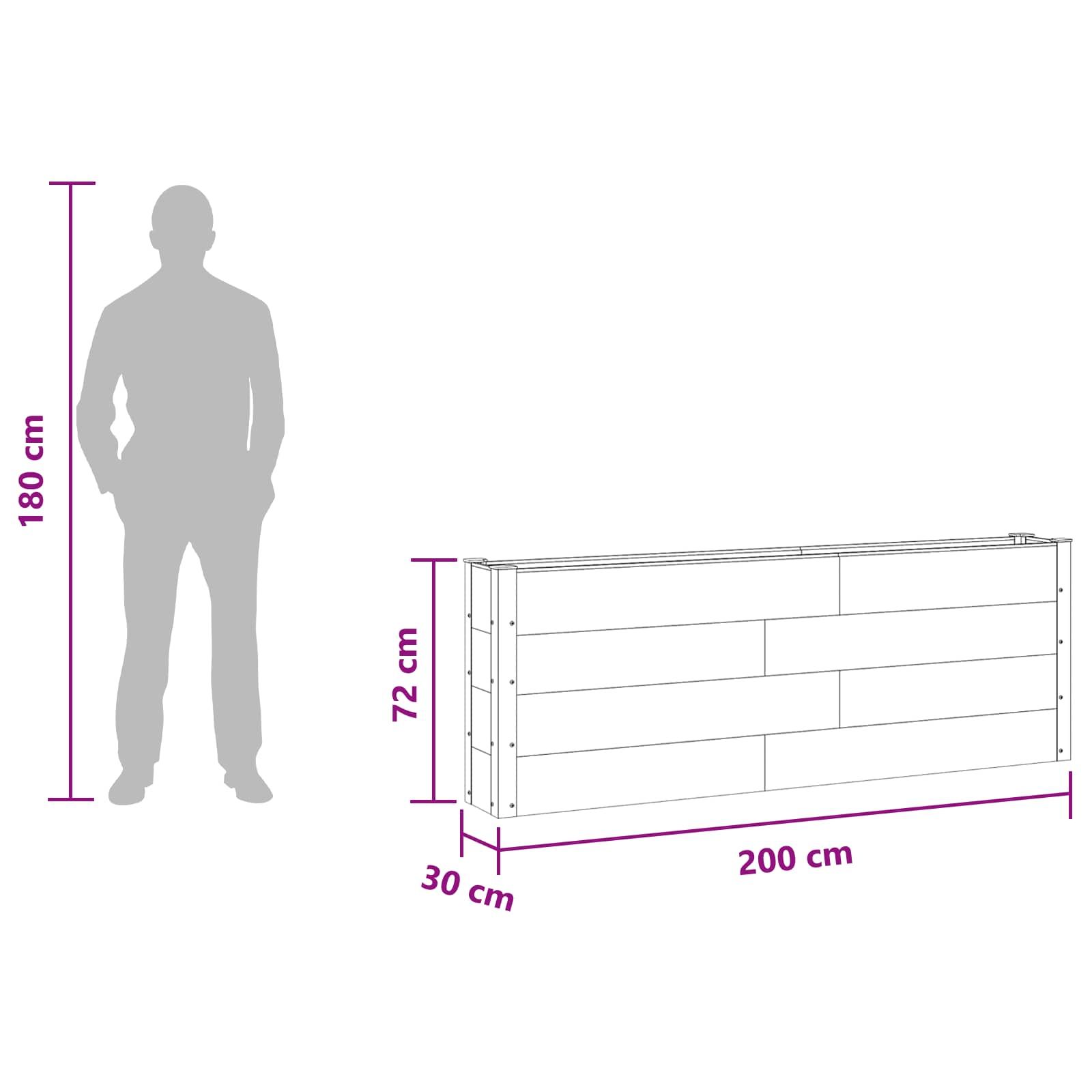 Hochbeet 2 stk. Schwarz 200 x 30 x 72 cm WPC und Aluminium