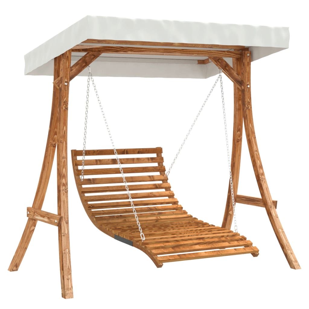 Hollywoodschaukel mit Dach Massivholz Fichte mit Teak-Finish