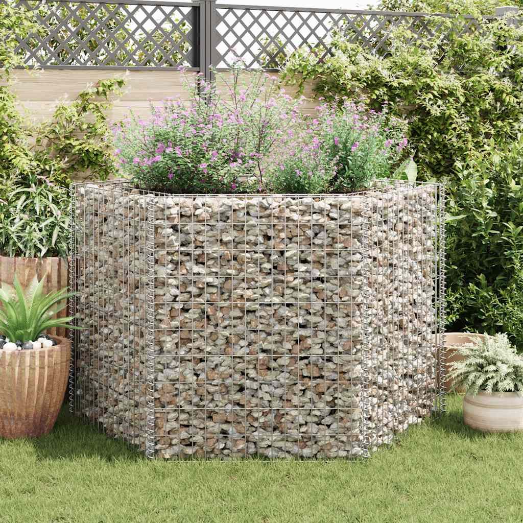 Sechseckiges Gabionen-Hochbeet 160×140×100 cm