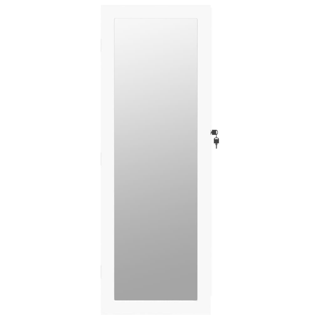 Schmuckschrank mit Spiegel Wandmontage Weiß 37,5x10x106 cm