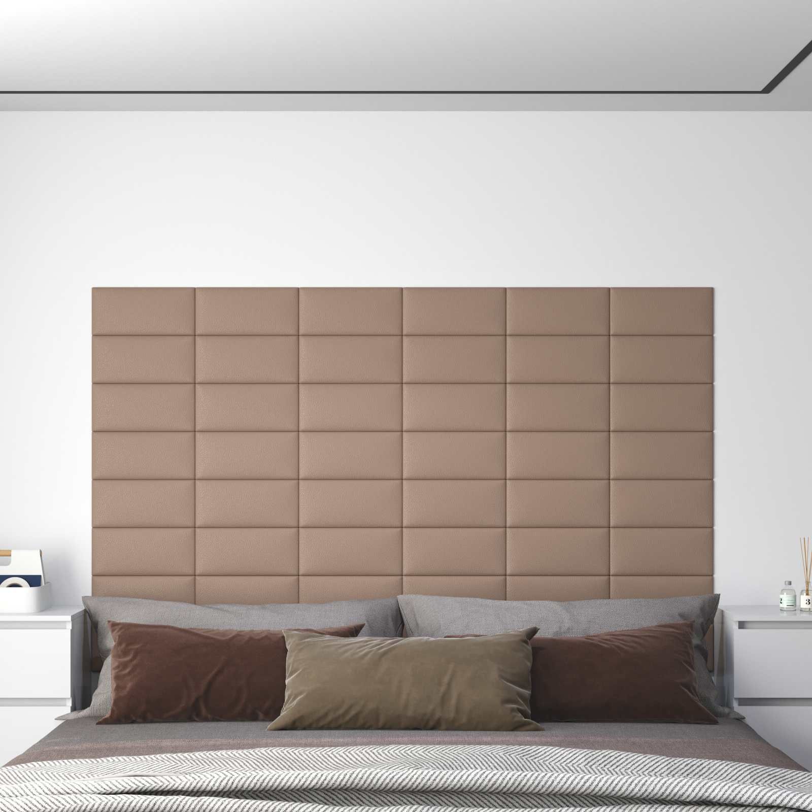 Wandkopfteilen 12 pcs Cappuccino 30 x 15 cm Stoff